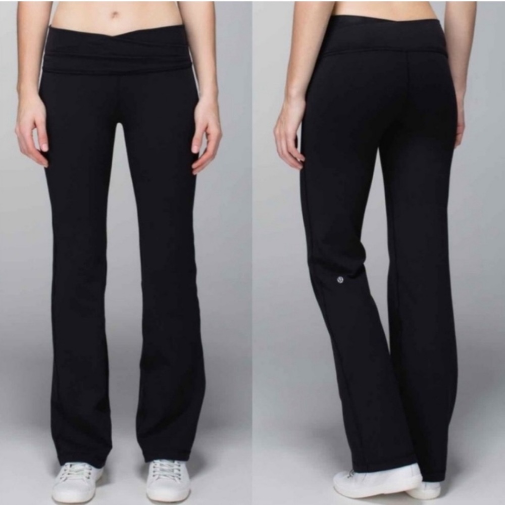 Lululemon Black Astro Cross Front Flare Leg Pants Size 10
